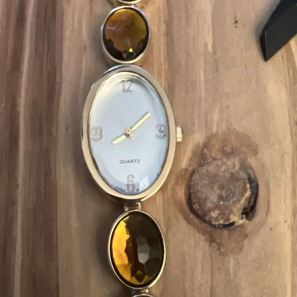 Unbranded Gold Tone Ladies Watch With Gems
